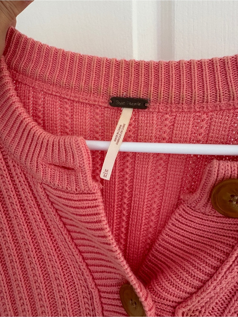 Free People Pink Ribbed Button-Front Cardigan - Picture 2 of 5